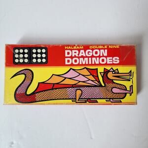 Vintage Halsam Double Nine Dragon Dominoes Set Of 55 With Original Box #920